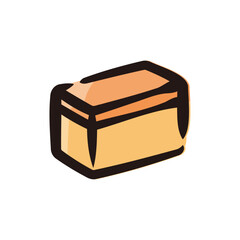 Castella - Japanese dessert and sweets icon/illustration (Hand-drawn line, colored version)
