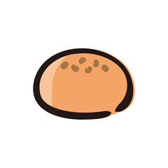 Anpan - Japanese dessert and sweets icon/illustration (Hand-drawn line, colored version)