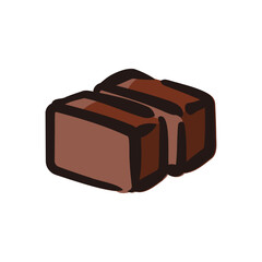 Yokan - Japanese dessert and sweets icon/illustration (Hand-drawn line, colored version)