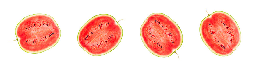 Watermelon fruit sliced half  isolated on white background, Organic fruit, Ripe watermelon