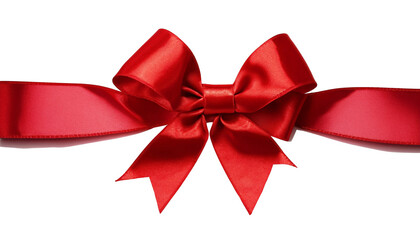 Red ribbon with bow isolated on white background