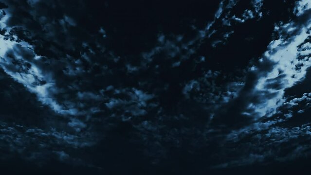 Abstract loop dark blue night cloud animation for Halloween background  