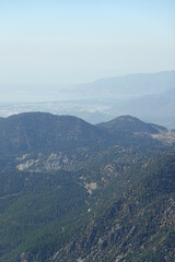 Fototapeta na wymiar The view from Calis mountain, the mountain between Kemer and Camyva, Turkey