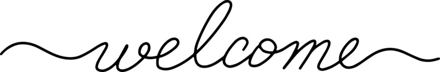 Welcome hand drawn lettering. Styled calligraphy. Vector.