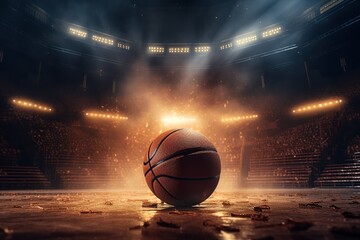 Basketball in a arena in background,Generative AI