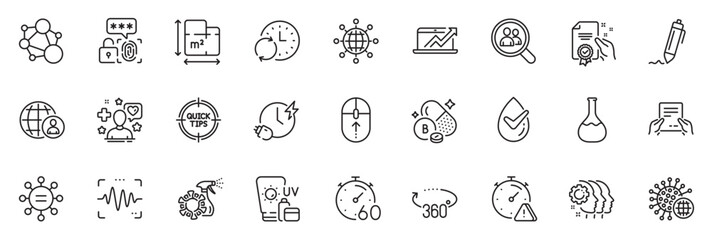 Icons pack as Patient, Employees teamwork and Biometric security line icons for app include Search employees, Update time, Attention outline thin icon web set. Tips, Ethics. Vector