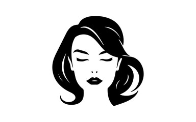 Beautiful woman face shape isolated illustration with black and white style for template.