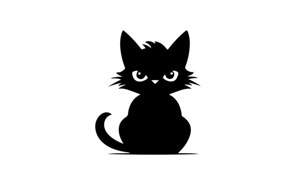 Angry cat shape isolated illustration with black and white style for template.