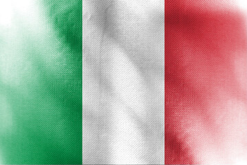 Double exposure oil on canvas. Multiple exposures of the flag of Italy. Basemap or background use. Italian flag double exposure creative hologram.