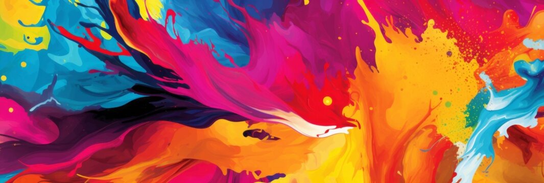 A composition of bold and expressive paint strokes or brushstrokes, creating an artistic and visually engaging web banner that adds a touch of creativity to any website. Generative AI