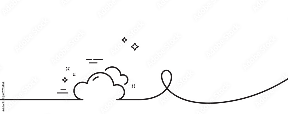 Poster cloudy weather line icon. continuous one line with curl. clouds sign. sky symbol. cloudy weather sin