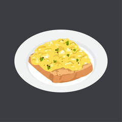 Tofu scrambled sandwich. Hand drawn watercolor vector illustration