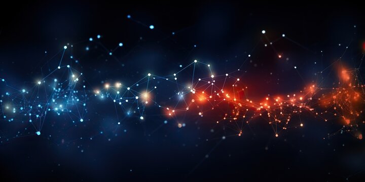 A glowing network of interconnected lines and nodes , concept of Network topology, created with Generative AI technology