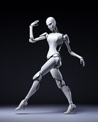Female Humanoid Ballet Dancer in Pose
Feminine Android Busting Some Moves
Female Robot Raving
Feminine Cyborg Stance