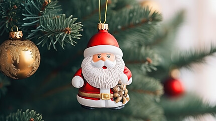 Christmas toy hanging on Christmas tree
