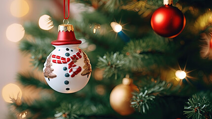 Christmas toy hanging on Christmas tree
