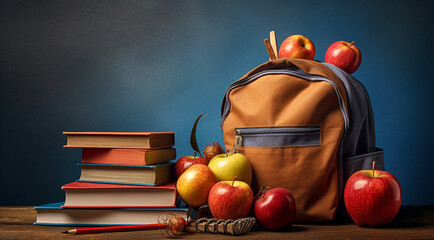 back to school with books and apple generativa IA