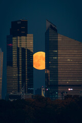 Super moon in Warsaw Skyline