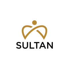 sultan crown logo with simple line graphic design - obrazy, fototapety, plakaty