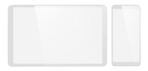 Tablet computer and smartphone with blank screens, cut out