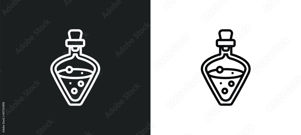 Poster potion line icon in white and black colors. potion flat vector icon from potion collection for web, 
