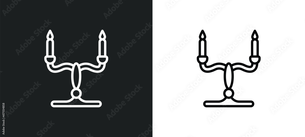 Poster candelabra line icon in white and black colors. candelabra flat vector icon from candelabra collecti