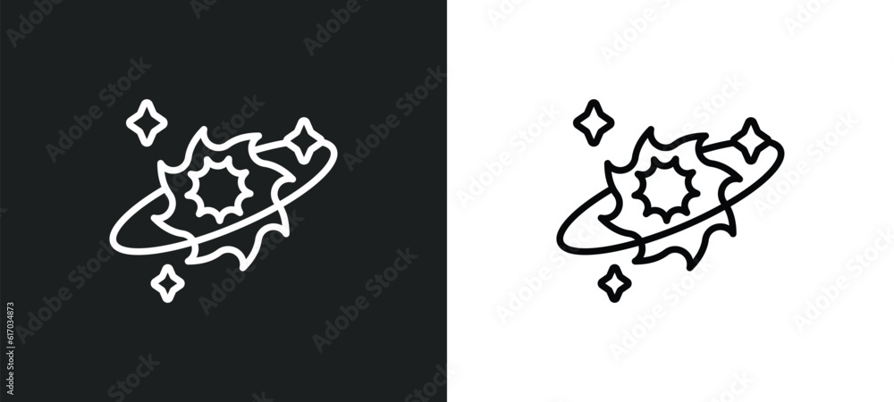 Aufkleber spell line icon in white and black colors. spell flat vector icon from spell collection for web, mob