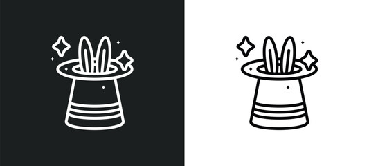 magic trick line icon in white and black colors. magic trick flat vector icon from magic trick collection for web, mobile apps and ui.