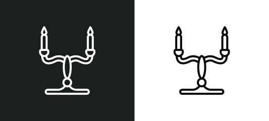 candelabra line icon in white and black colors. candelabra flat vector icon from candelabra collection for web, mobile apps and ui.