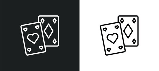 playing cards line icon in white and black colors. playing cards flat vector icon from playing cards collection for web, mobile apps and ui.