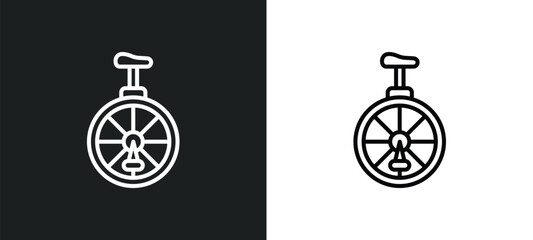 unicycle line icon in white and black colors. unicycle flat vector icon from unicycle collection for web, mobile apps and ui.