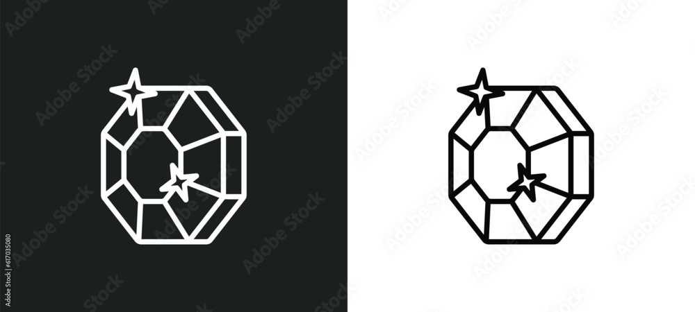 Poster gems line icon in white and black colors. gems flat vector icon from gems collection for web, mobile
