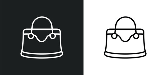handbag line icon in white and black colors. handbag flat vector icon from handbag collection for web, mobile apps and ui.