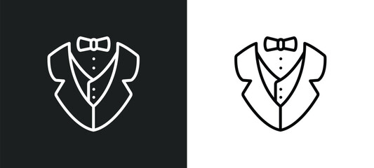tuxedo line icon in white and black colors. tuxedo flat vector icon from tuxedo collection for web, mobile apps and ui.