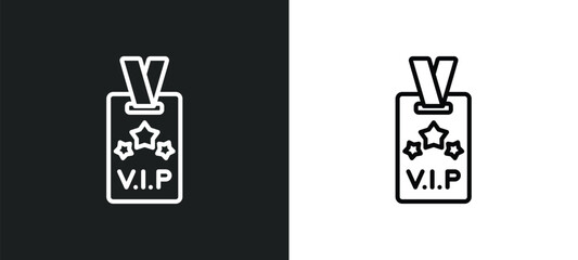 vip pass line icon in white and black colors. vip pass flat vector icon from vip pass collection for web, mobile apps and ui.