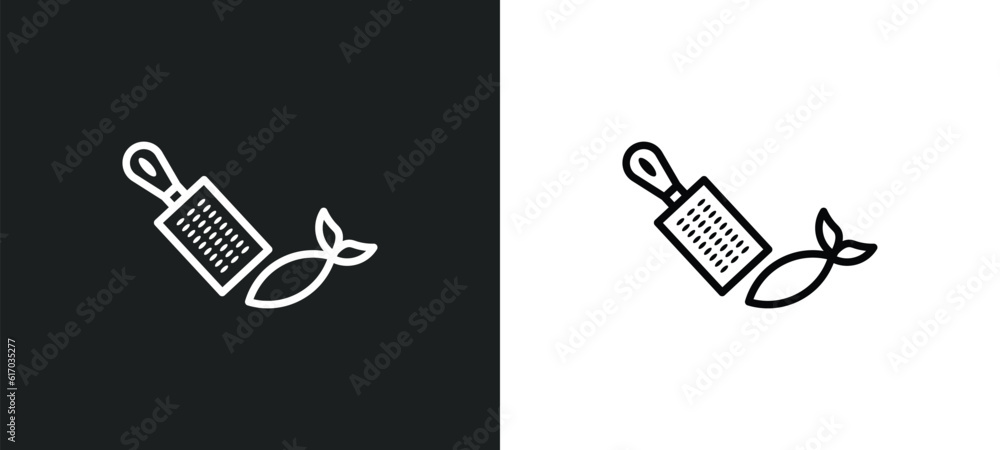 Poster zester line icon in white and black colors. zester flat vector icon from zester collection for web, 