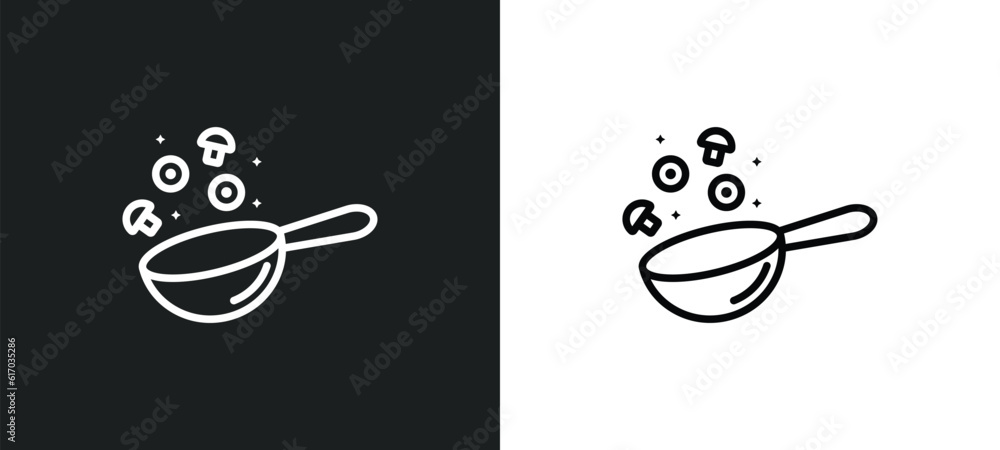 Poster wok line icon in white and black colors. wok flat vector icon from wok collection for web, mobile ap