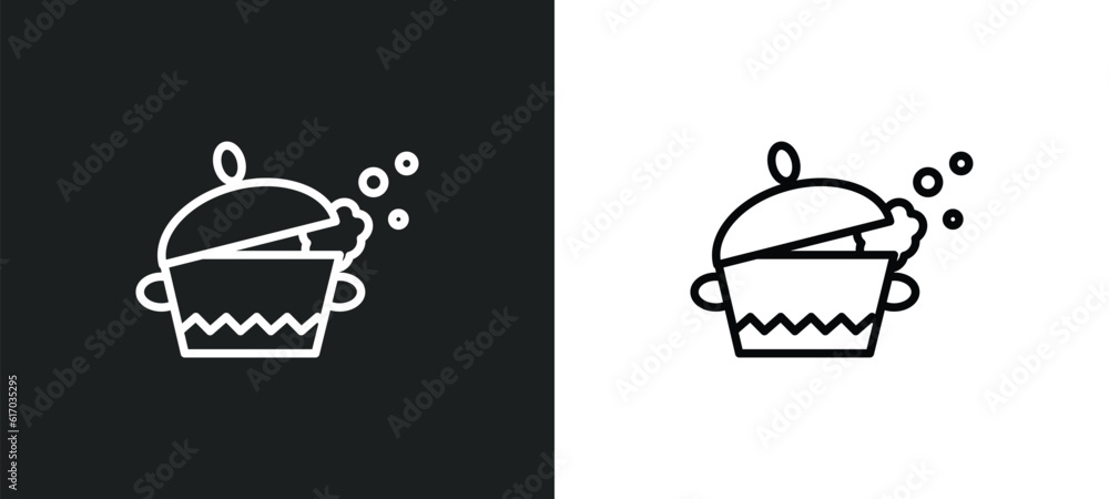 Poster tureen line icon in white and black colors. tureen flat vector icon from tureen collection for web, 