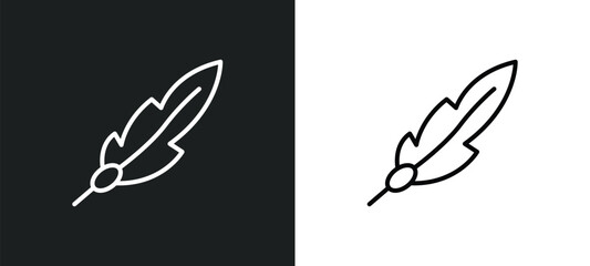 Fototapeta premium feather pen line icon in white and black colors. feather pen flat vector icon from feather pen collection for web, mobile apps and ui.