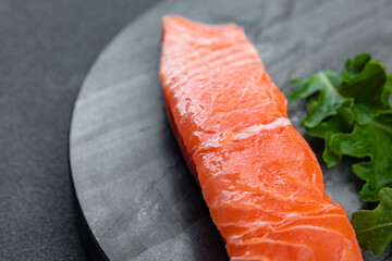 salmon raw slice fish seafood meal food snack on the table copy space food background rustic top view