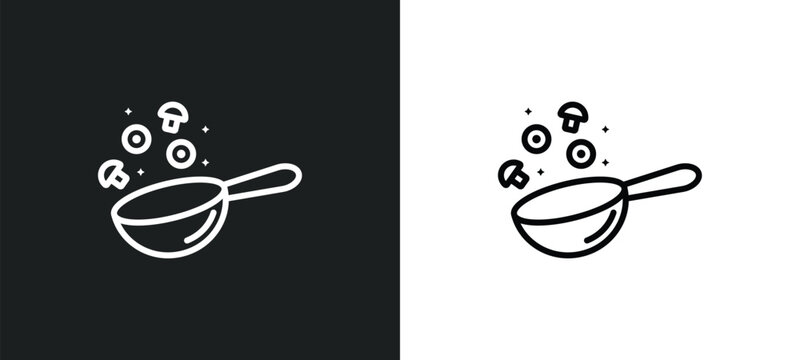 wok line icon in white and black colors. wok flat vector icon from wok collection for web, mobile apps and ui.