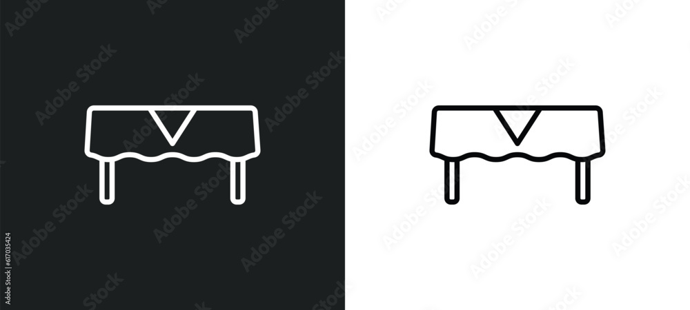 Poster tablecloth line icon in white and black colors. tablecloth flat vector icon from tablecloth collecti