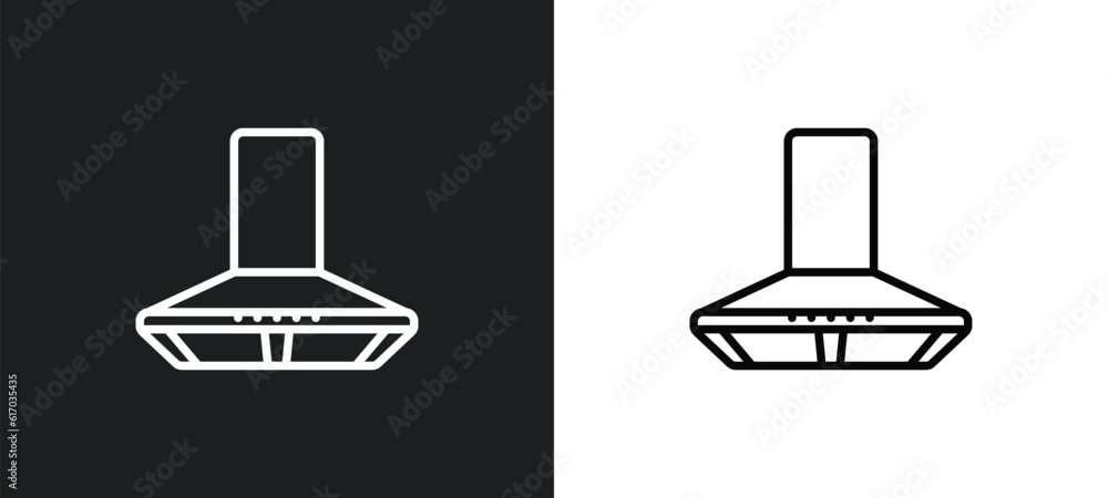Poster extractor hood line icon in white and black colors. extractor hood flat vector icon from extractor h