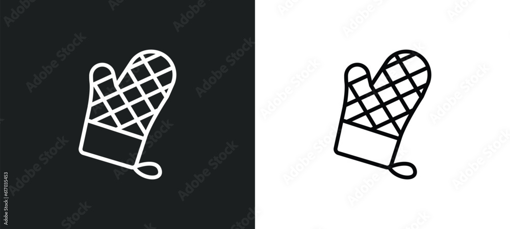 Aufkleber mitten line icon in white and black colors. mitten flat vector icon from mitten collection for web, 