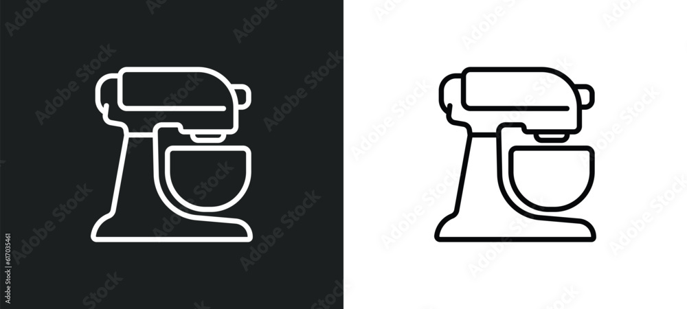 Poster mixer line icon in white and black colors. mixer flat vector icon from mixer collection for web, mob