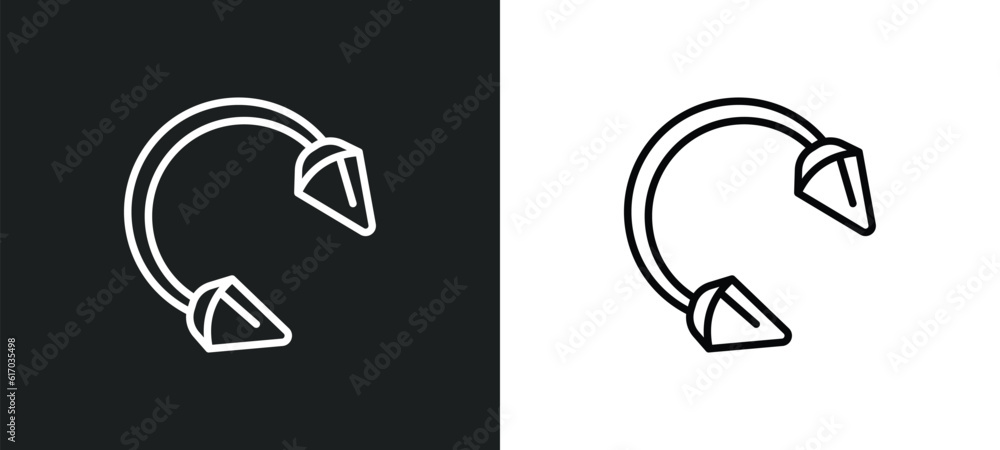 Aufkleber piercing line icon in white and black colors. piercing flat vector icon from piercing collection for