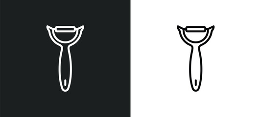 peeler line icon in white and black colors. peeler flat vector icon from peeler collection for web, mobile apps and ui.