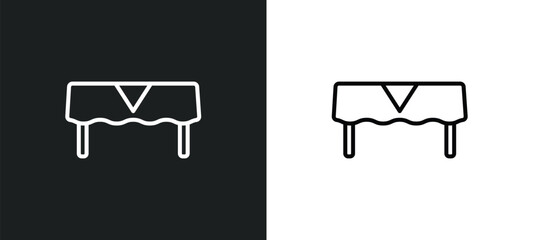 tablecloth line icon in white and black colors. tablecloth flat vector icon from tablecloth collection for web, mobile apps and ui.