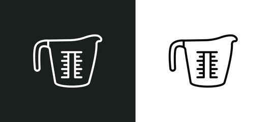 measuring cup line icon in white and black colors. measuring cup flat vector icon from measuring cup collection for web, mobile apps and ui.