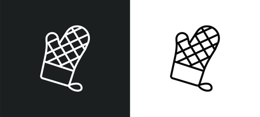 mitten line icon in white and black colors. mitten flat vector icon from mitten collection for web, mobile apps and ui.